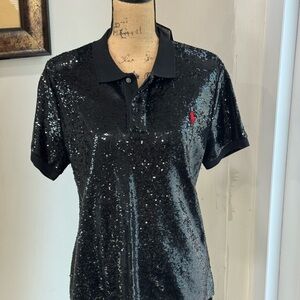 Ralph Lauren Black Sequin Button Down Shirt
